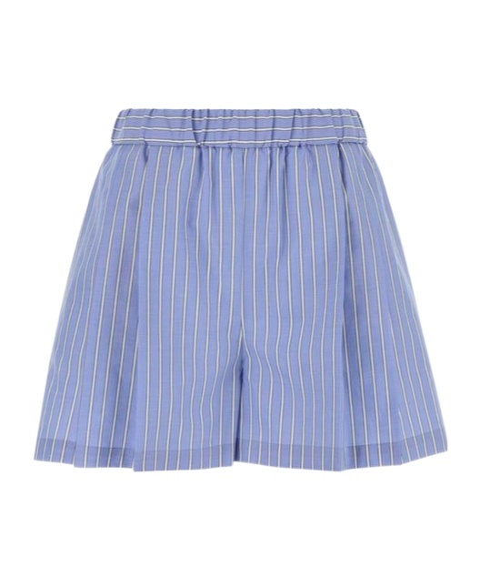 Marni Embroidered Poplin Shorts With Pleated Waistband In Blue