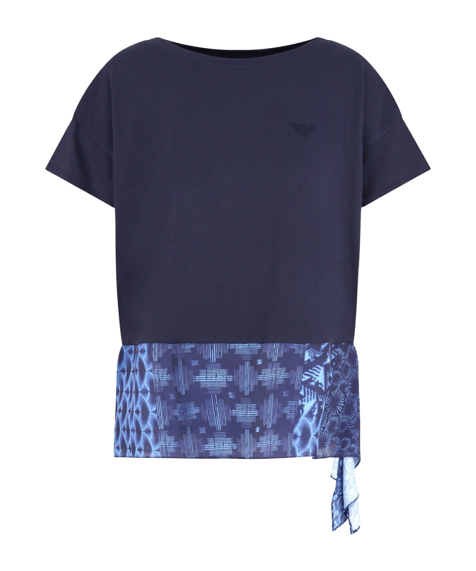 Emporio Armani Cotton Jersey T-shirt With Knot In Black