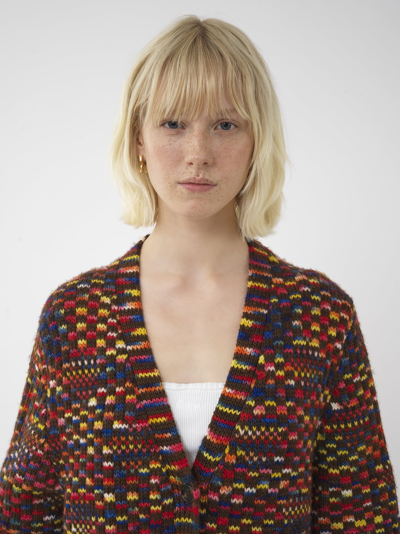 Chloé Generous V Neck Cardigan Multi In Multicolor