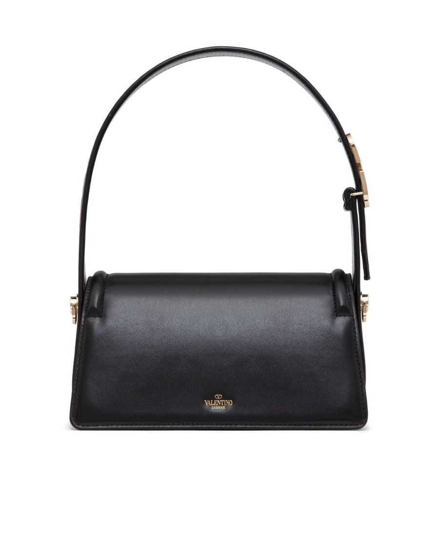 Valentino Sculpture Leather Shoulder Bag In Black