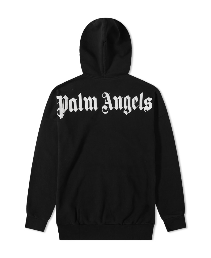 Palm Angels Logo-print Cotton-jersey Hoodie In Black