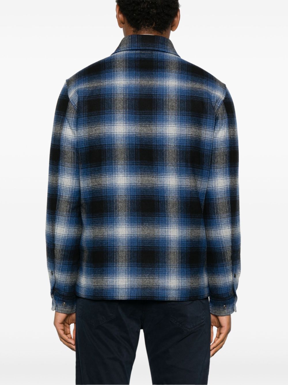 Woolrich Checked Italian Wool Blend Alaskan Padded Overshirt In Black
