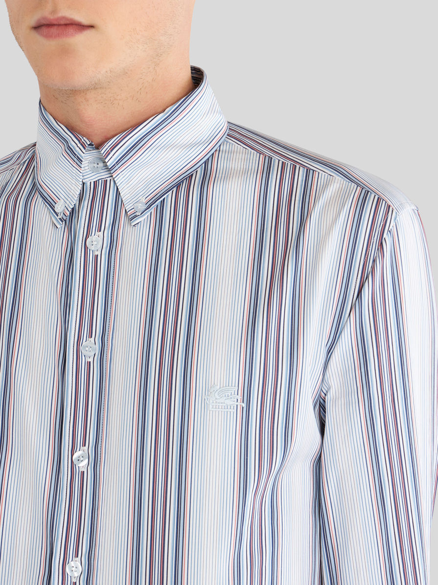 Etro Classic Striped Button-down Shirt In Gray