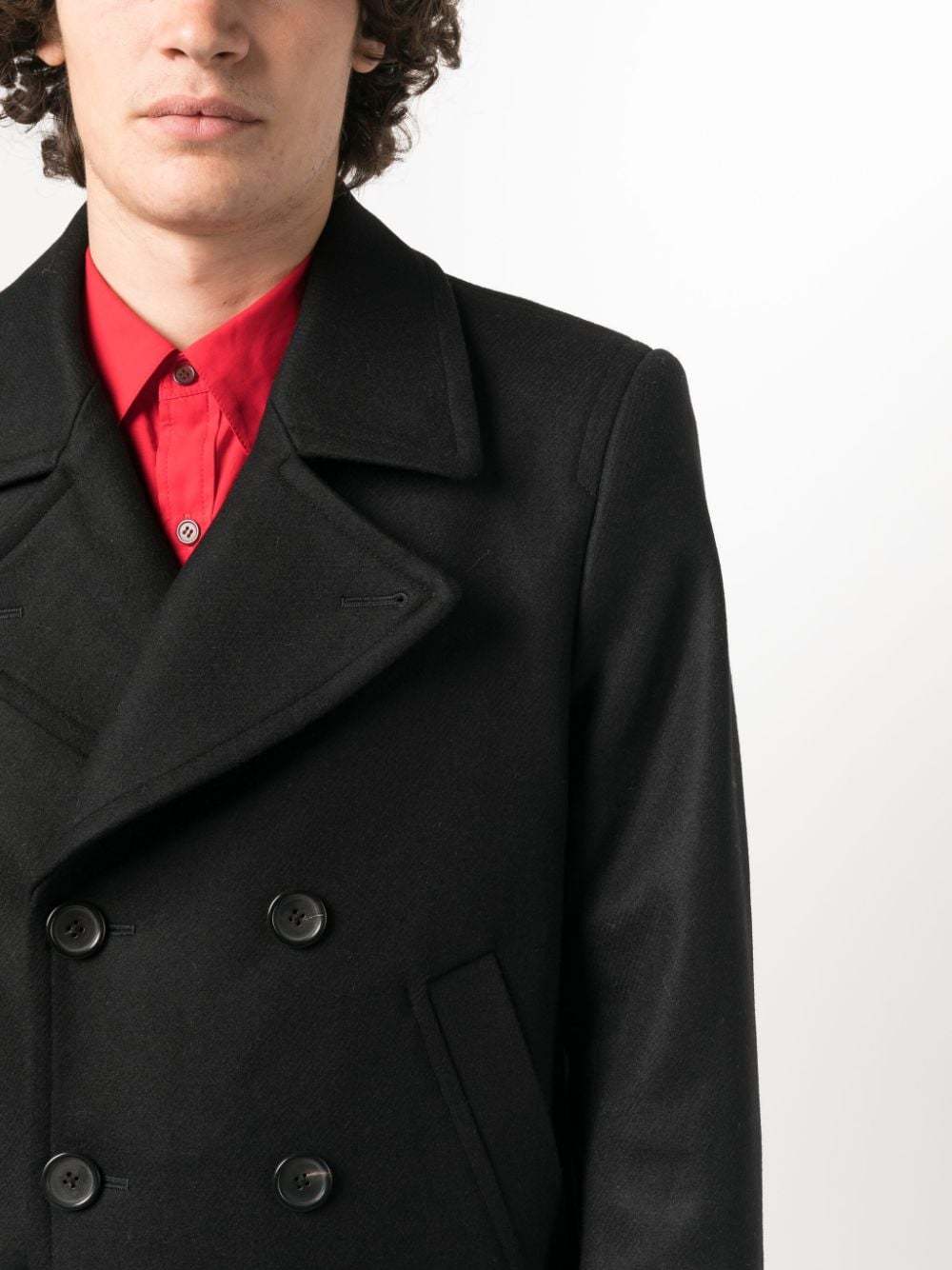 Ps By Paul Smith Double-breasted Wool-blend Coat In Black