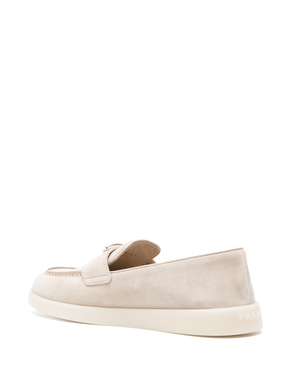 Prada Logo Plaque Apron Toe Loafers In Yellow