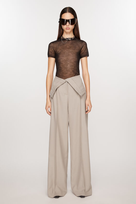 Acne Studios Folded Waist Straight-leg Trousers In Nude