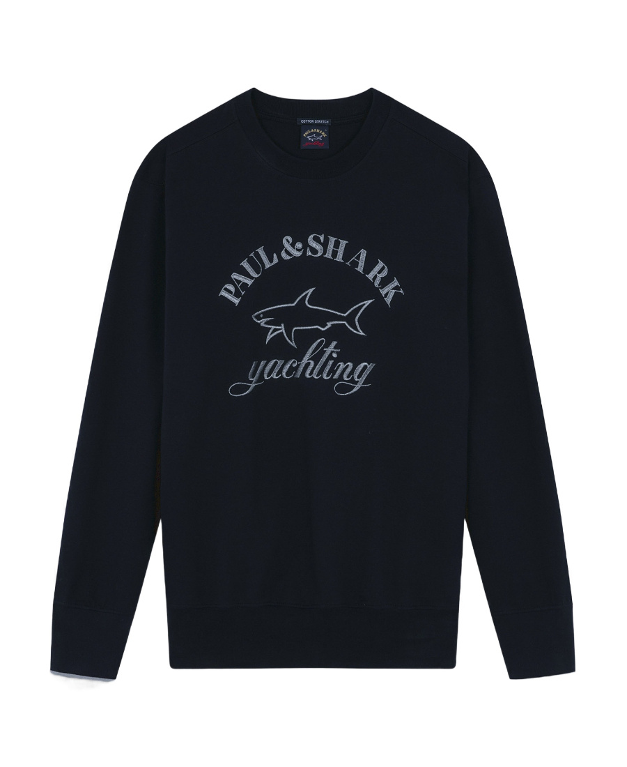 Paul & Shark Round-necked Logo Sweater In Black