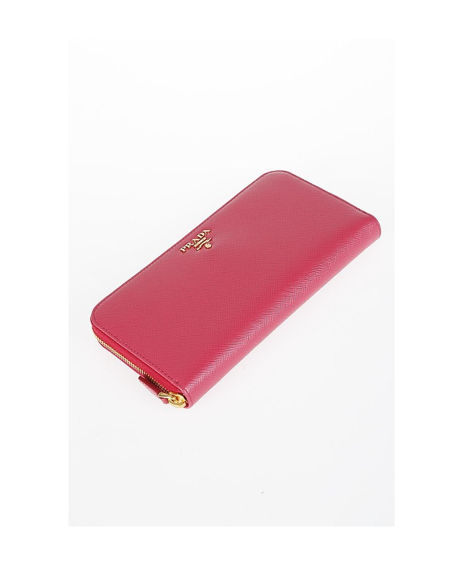 Prada Logo Continental Wallet In Red