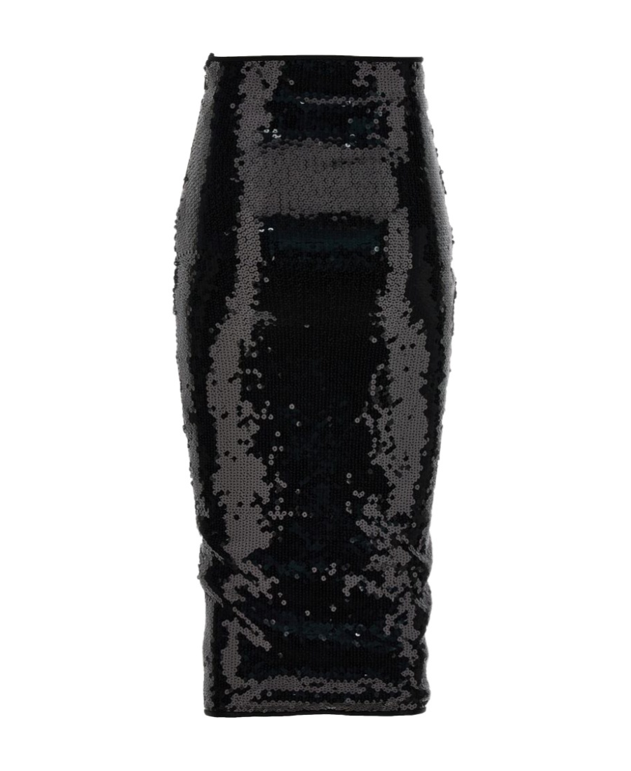 Alexandre Vauthier Black Mesh Midi Skirt In Black