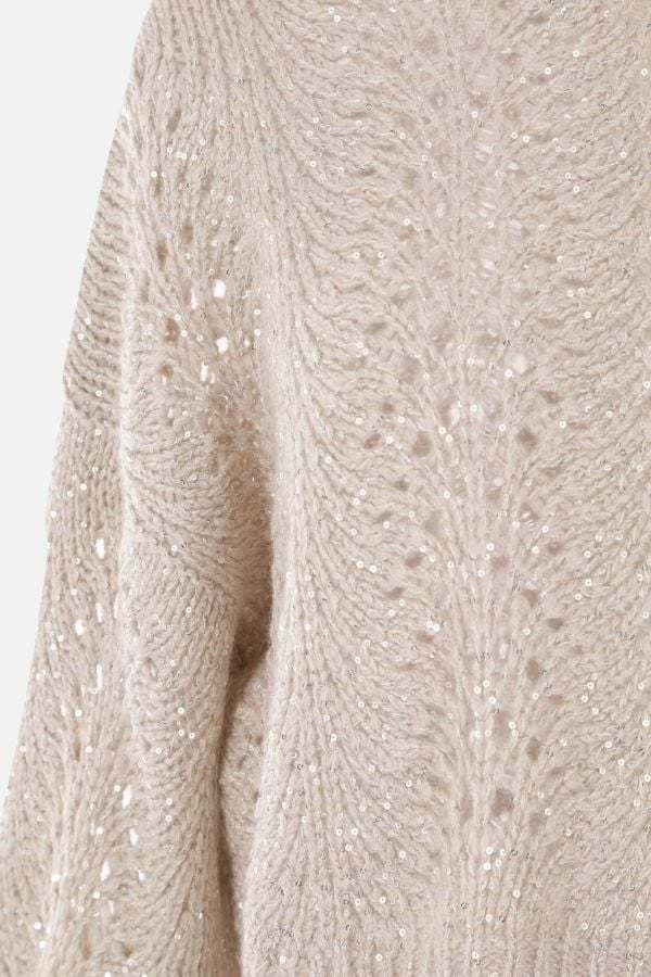 Brunello Cucinelli Sequin-embellished Open-knit Jumper In Nude