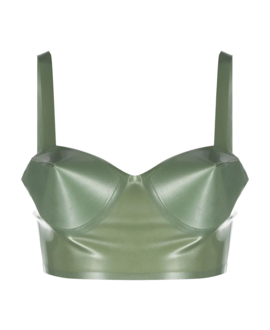 Maison Margiela Adjustable Balconette Bra With Wide Shoulder Straps In Green