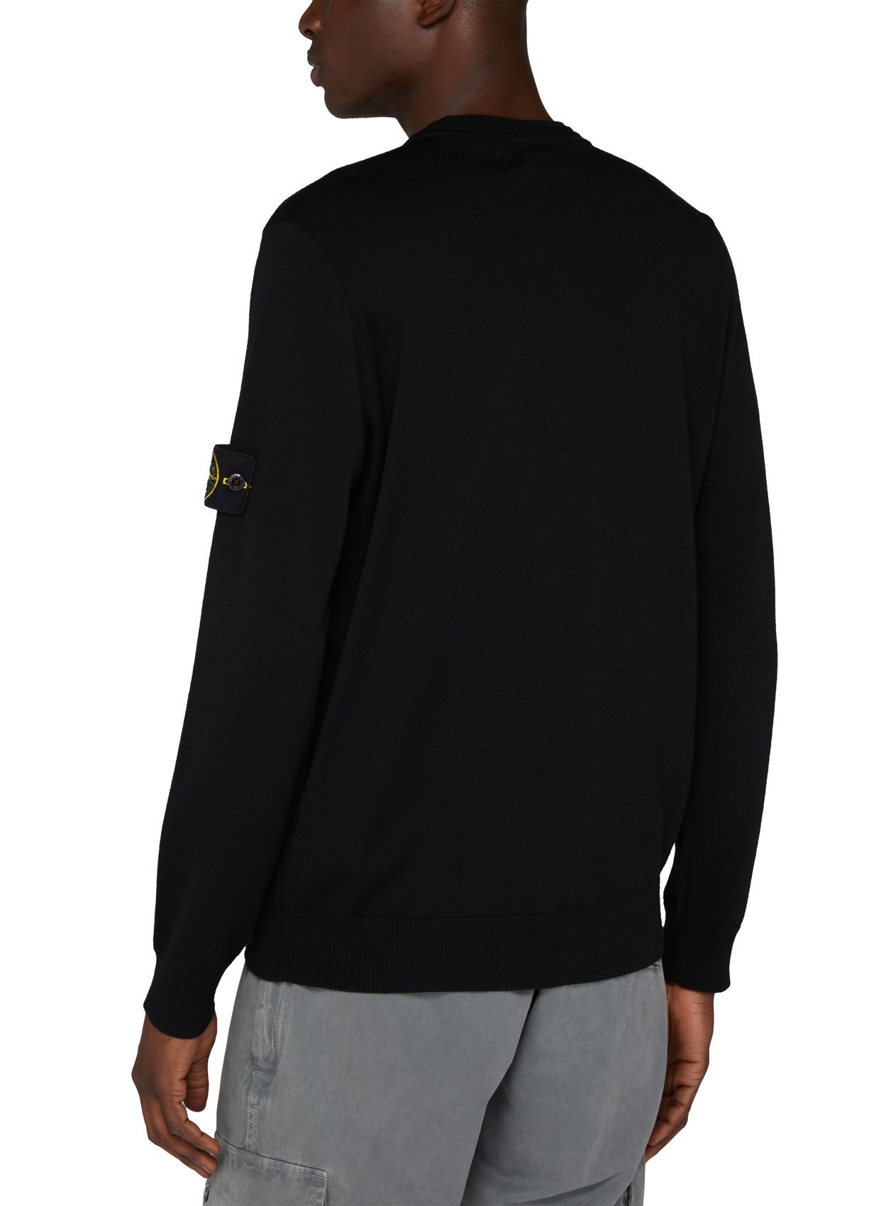 Shop Stone Island Logo Sticker Sweater In Black