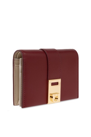 Ferragamo Hug Compact Bi-color Leather Wallet In Burgundy