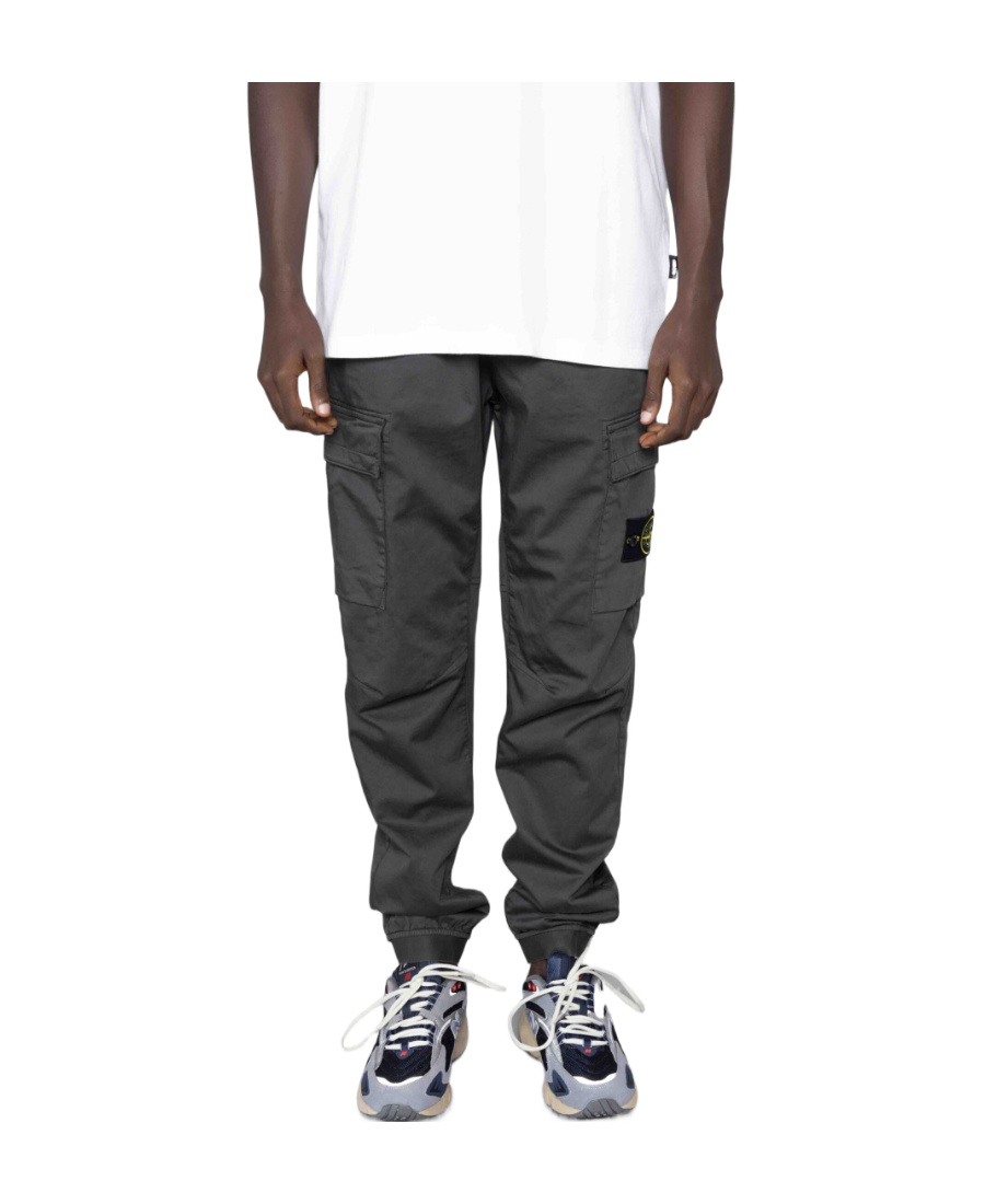Stone Island Compass-patch Cargo Trousers In Gray