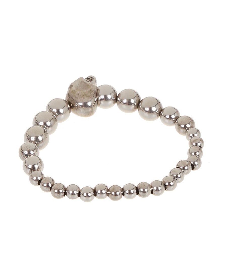Alexander Mcqueen Beaded Skull Motif Bracelet In Yellow