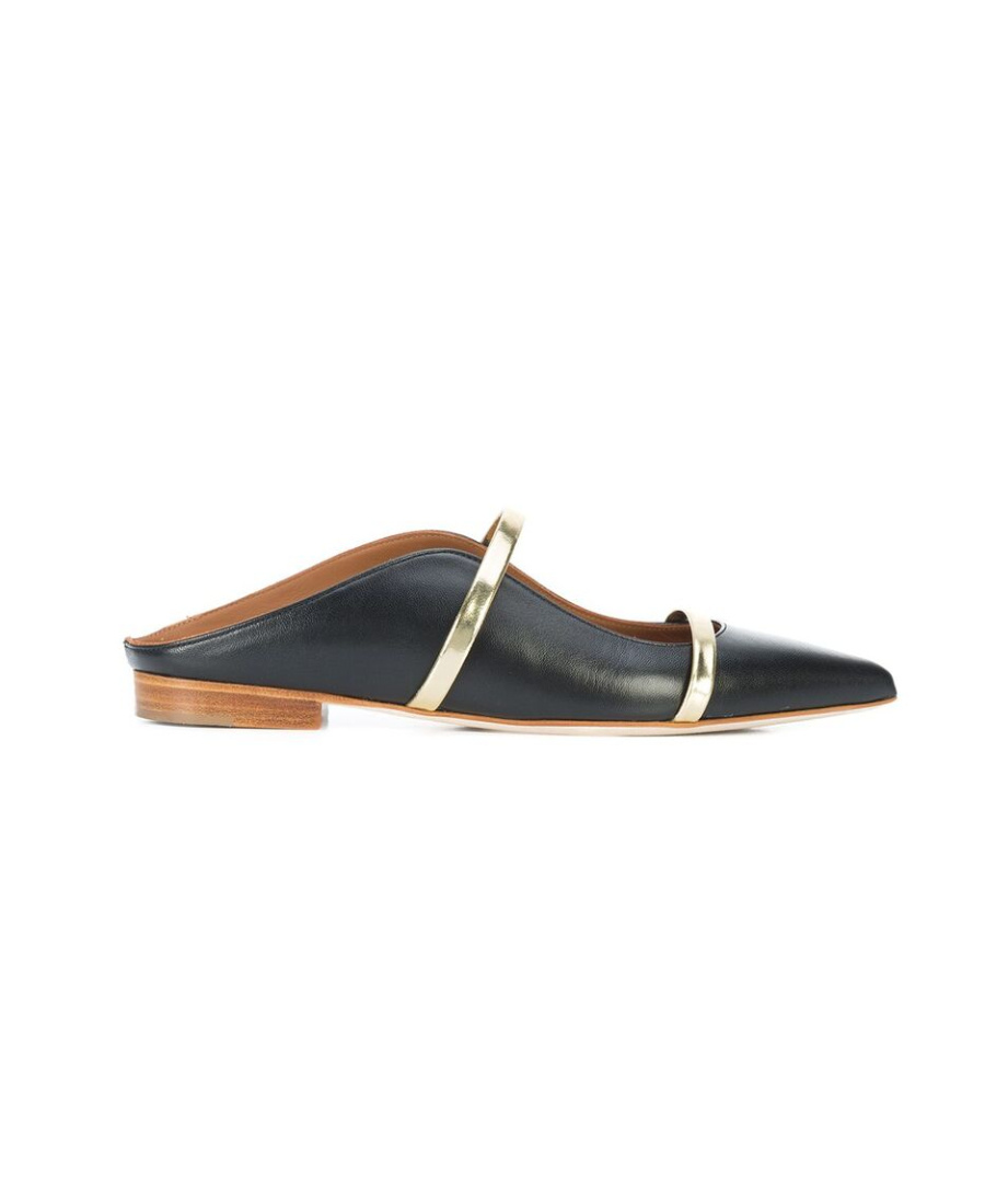 Malone Souliers Black Logo Flats In Multi