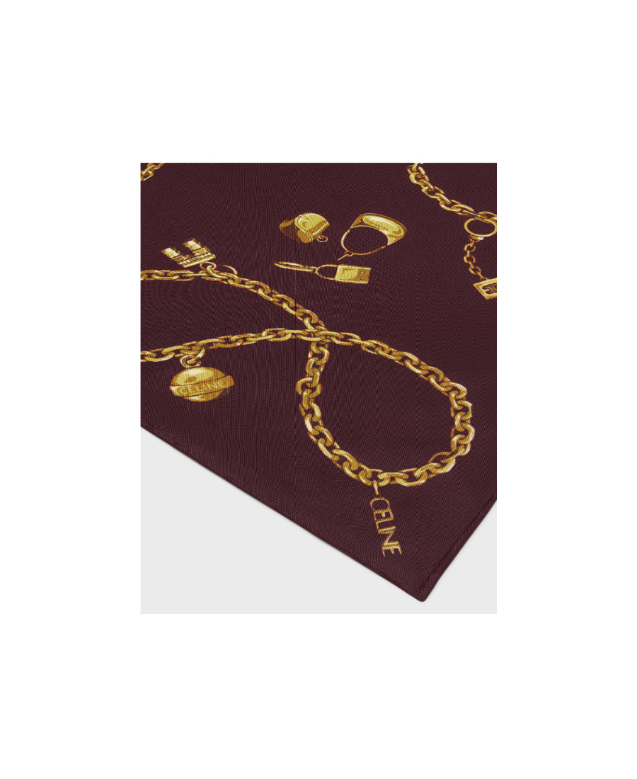 Celine Chain Printed Headscarf In Red