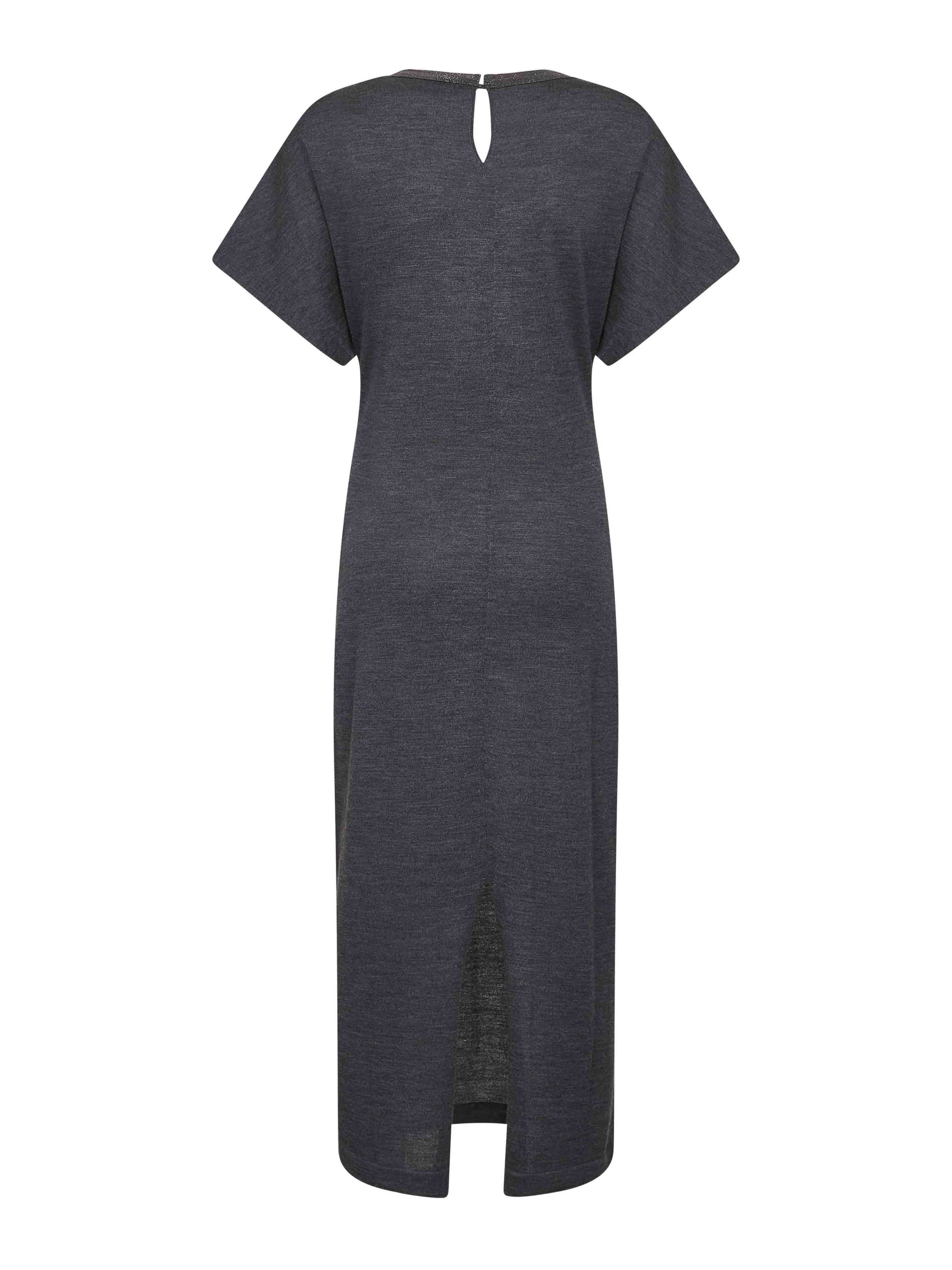 Brunello Cucinelli Wool Dress With Ruched Detail And Stretch Fabric In Black