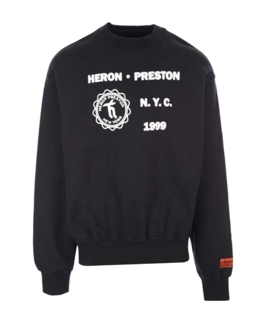 Heron Preston Medieval Heron Oversize Crewneck Sweatshirt In Black
