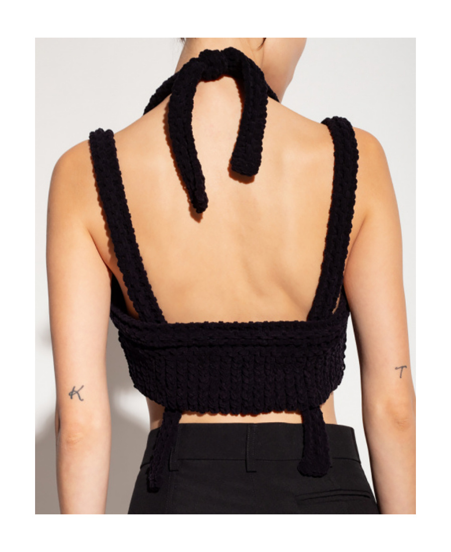 Jacquemus Knitted Cropped Vest In Black