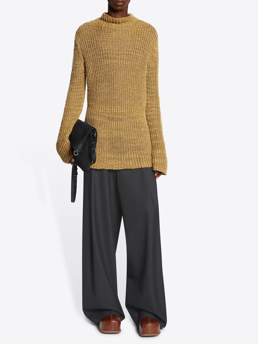 Dries Van Noten High-neck Long-sleeved Sweater In Brown