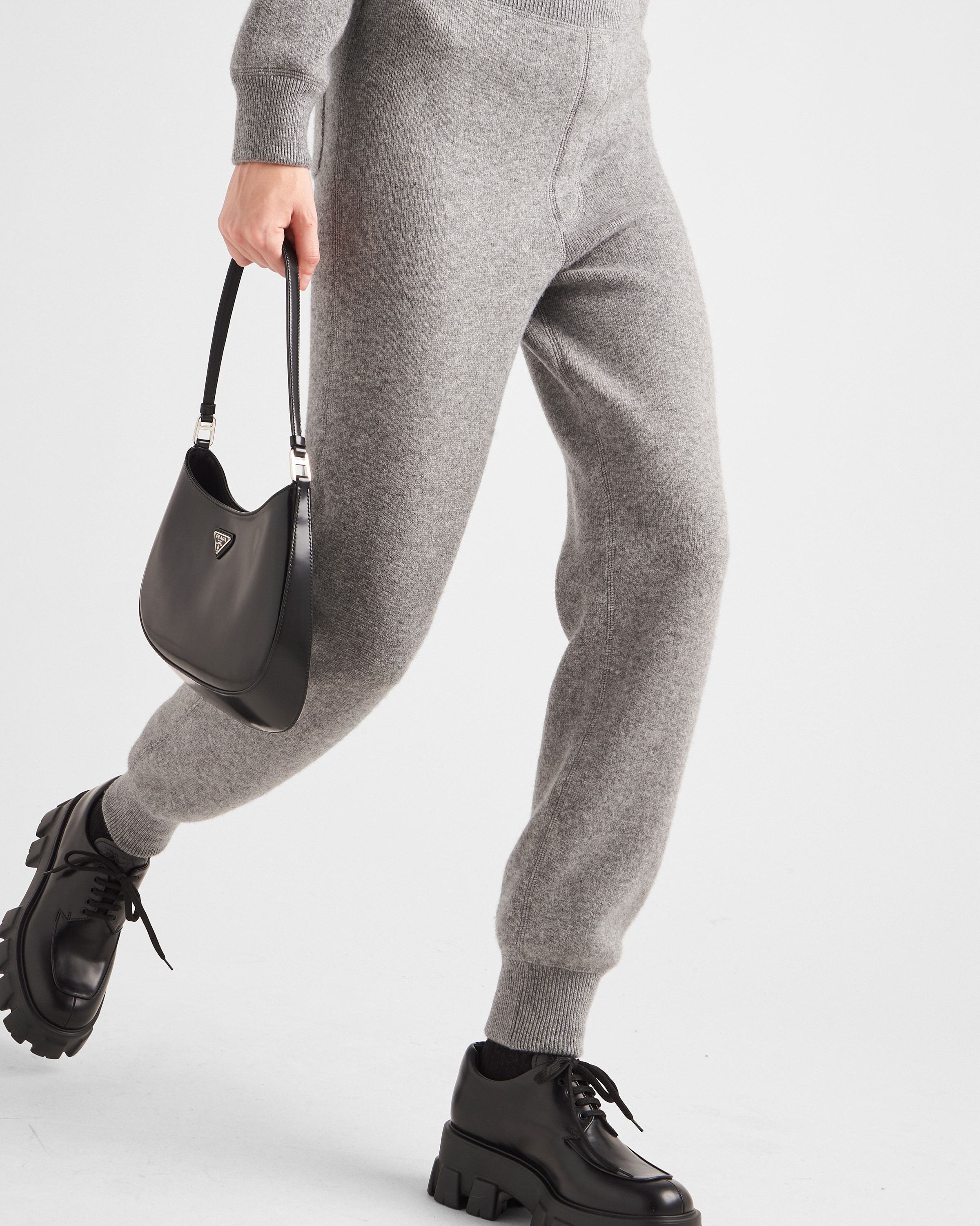 Prada Logo-patch Track Pants In Grey