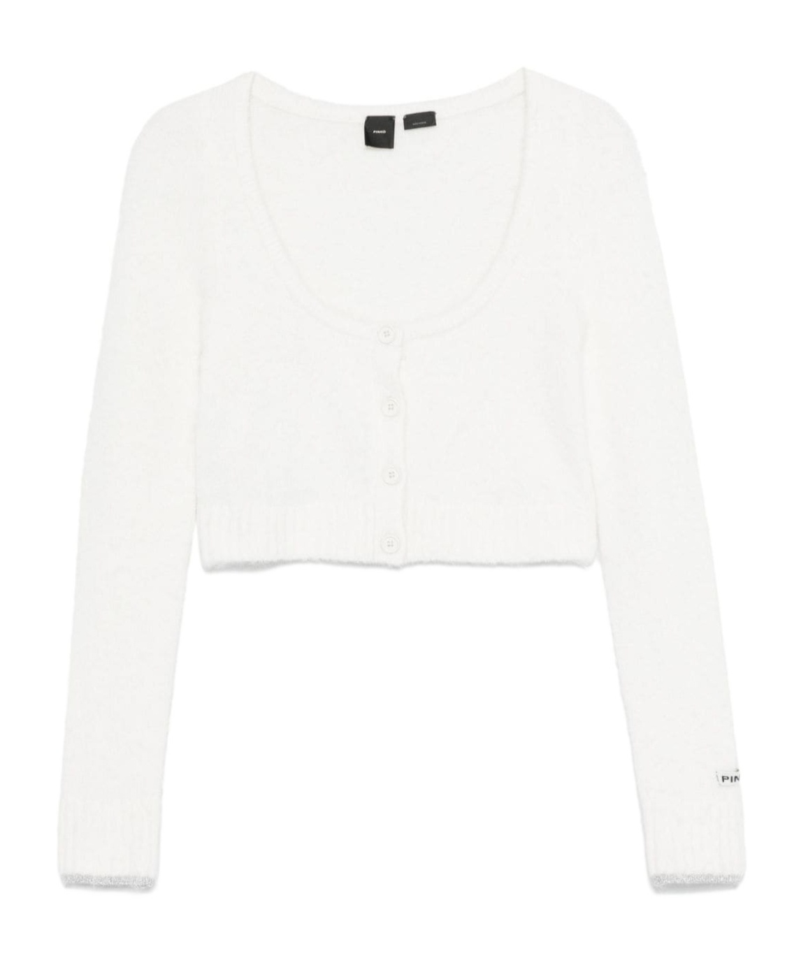 Shop Pinko Cropped Cardigan In White