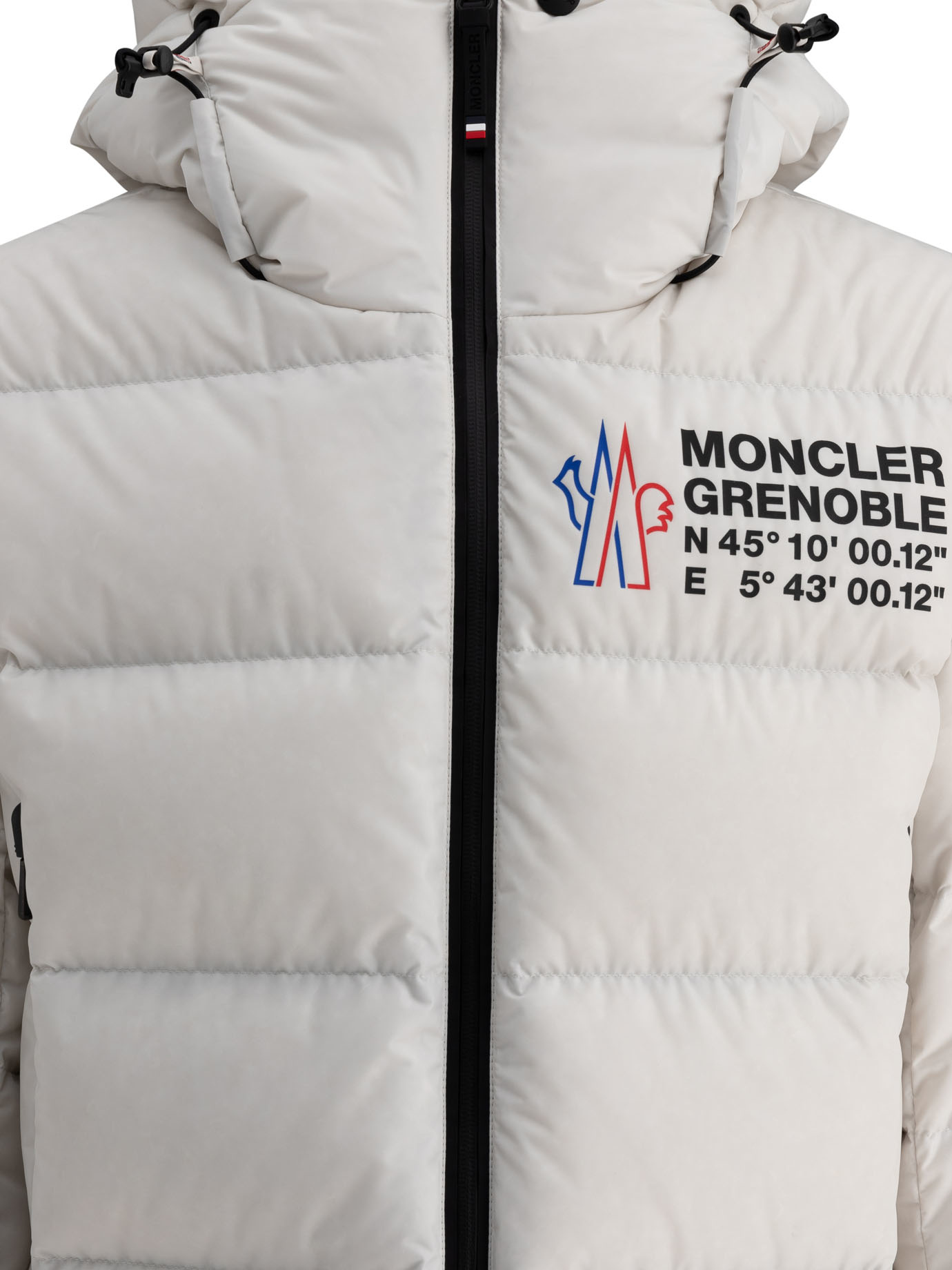 Moncler 'pramint' White Technical Nylon Down Jacket In Gray