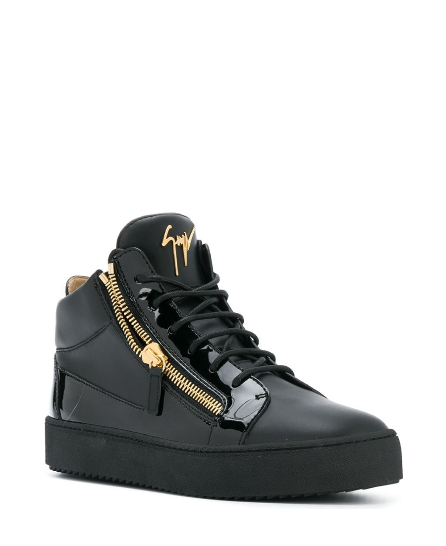 Shop Giuseppe Zanotti Black Lace-up Casual Sneakers