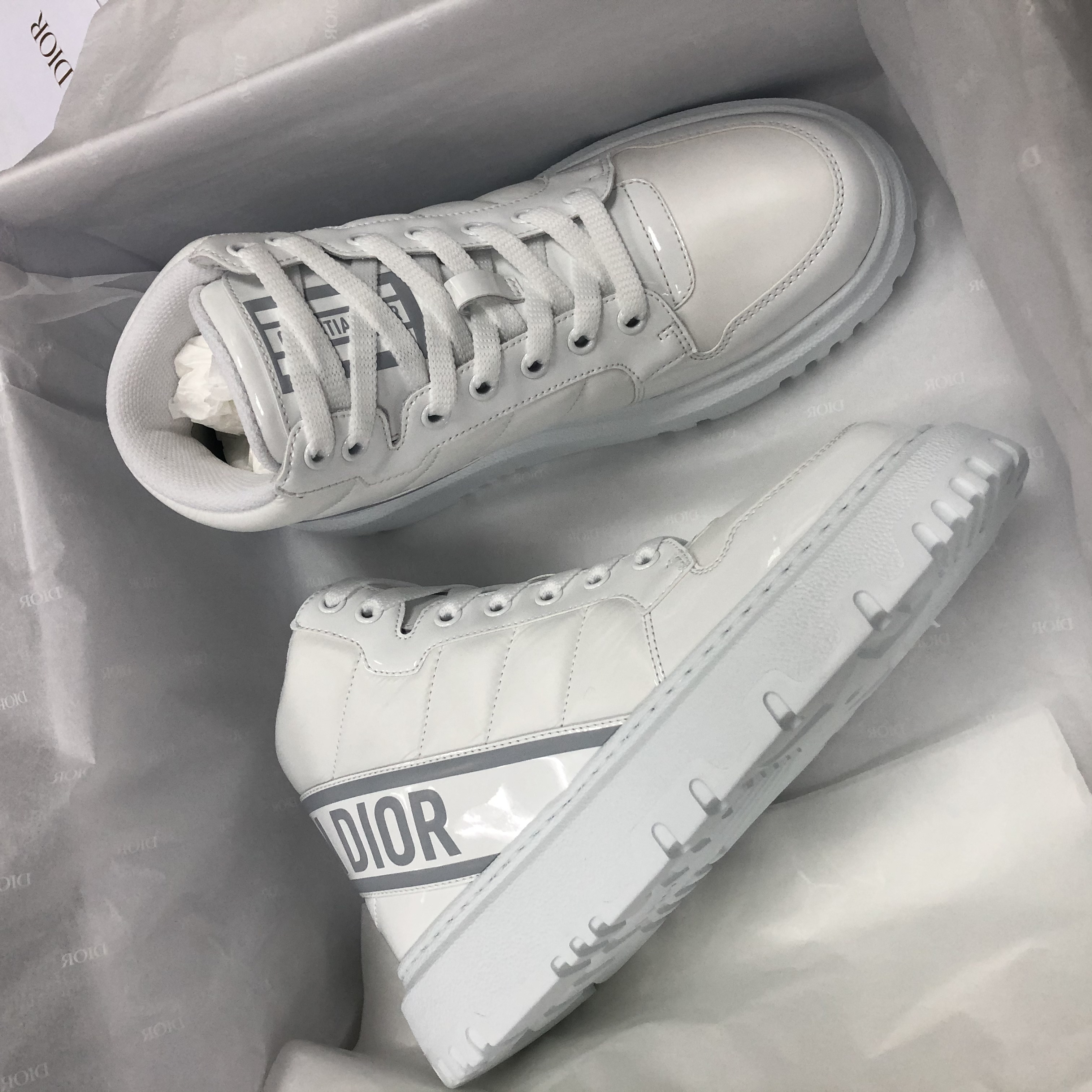 Dior Logo Lace Up Casual Sports Shoes In White