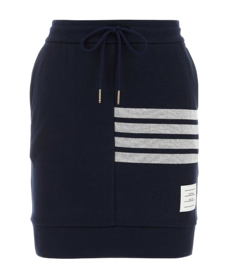 Thom Browne 4-bar Stripes Drawstring Skirt In Black