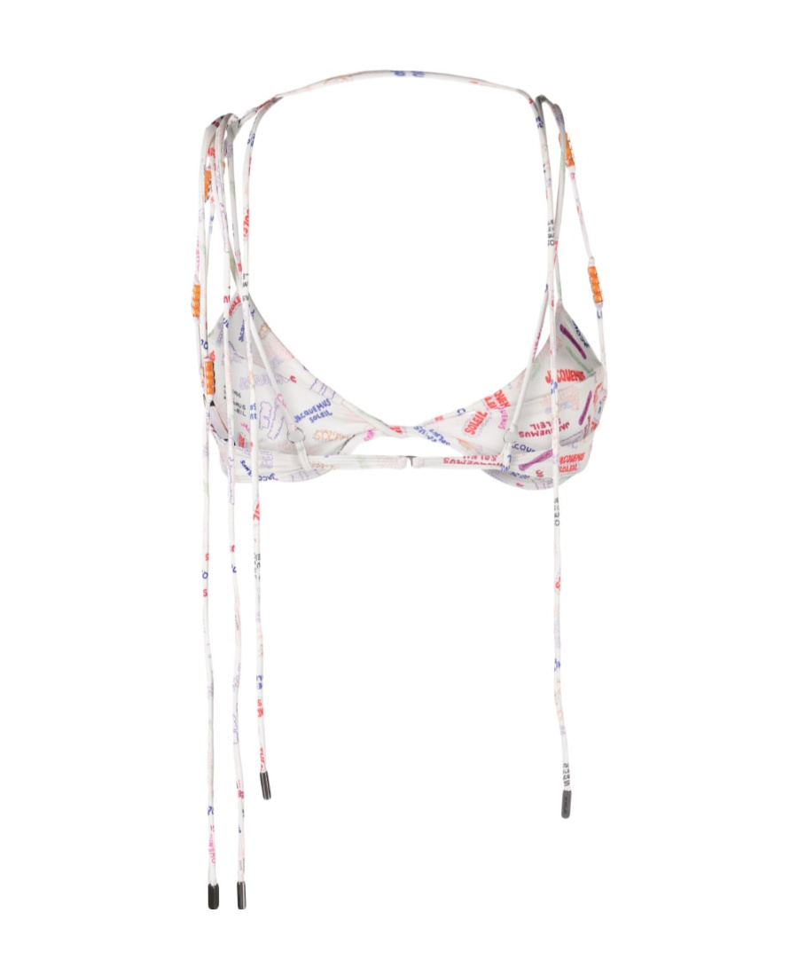 Jacquemus Barco Bead-embellished Bikini Top In White