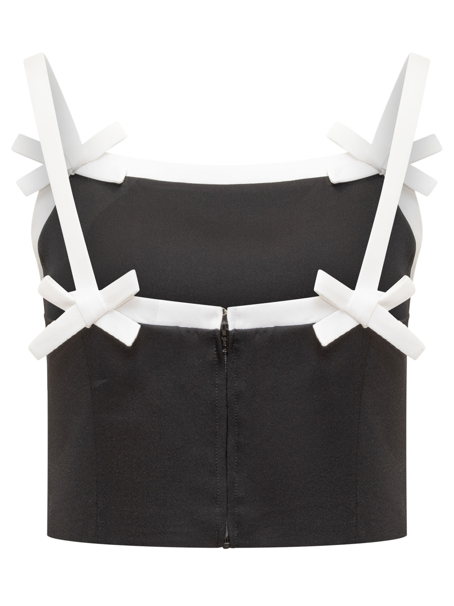 Shop Msgm Bow Detailed Cropped Top In Black