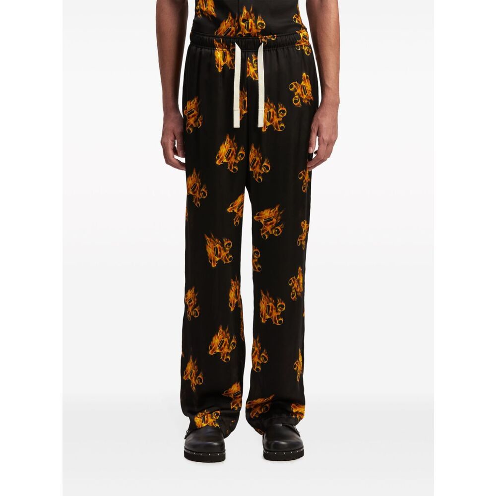 Palm Angels Burning Monogram-embroidered Track Pants In Black