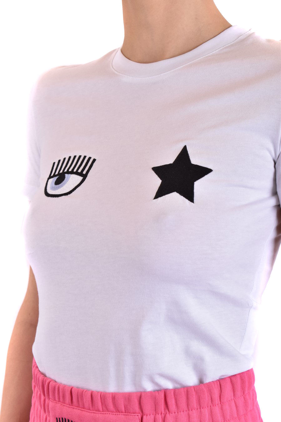 Chiara Ferragni Emboidered-motif Short-sleeve T-shirt In White