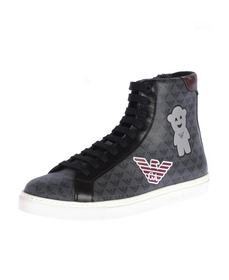 Emporio Armani High-upper Shoes With Round Head And Flat Soles In Black