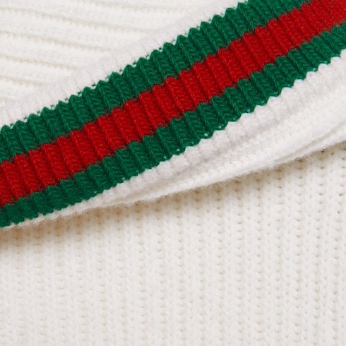 Gucci Web Stripe Ribbed-knit Wool Cardigan In White