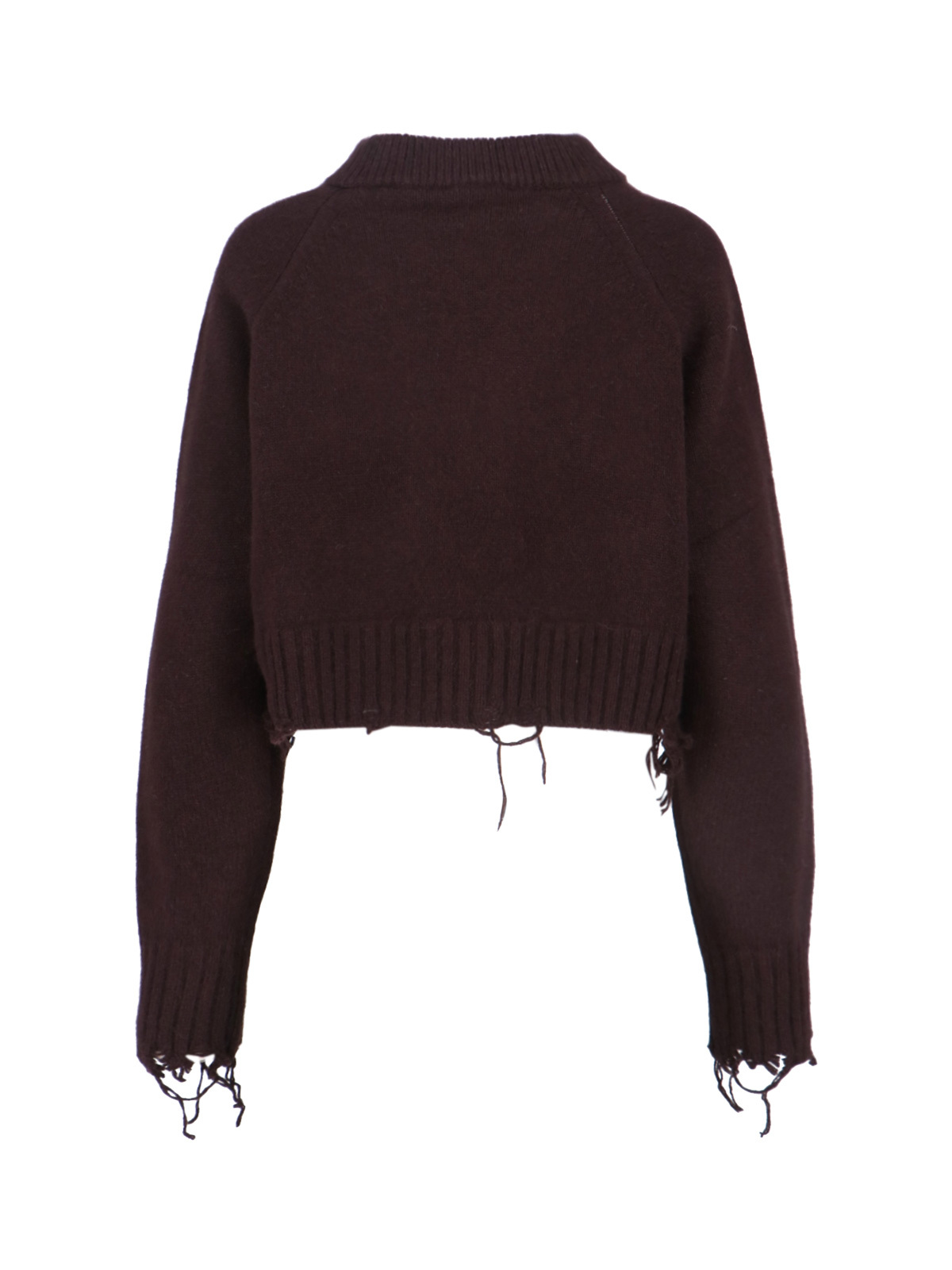 Low Classic Damage' Crop Sweater In Brown