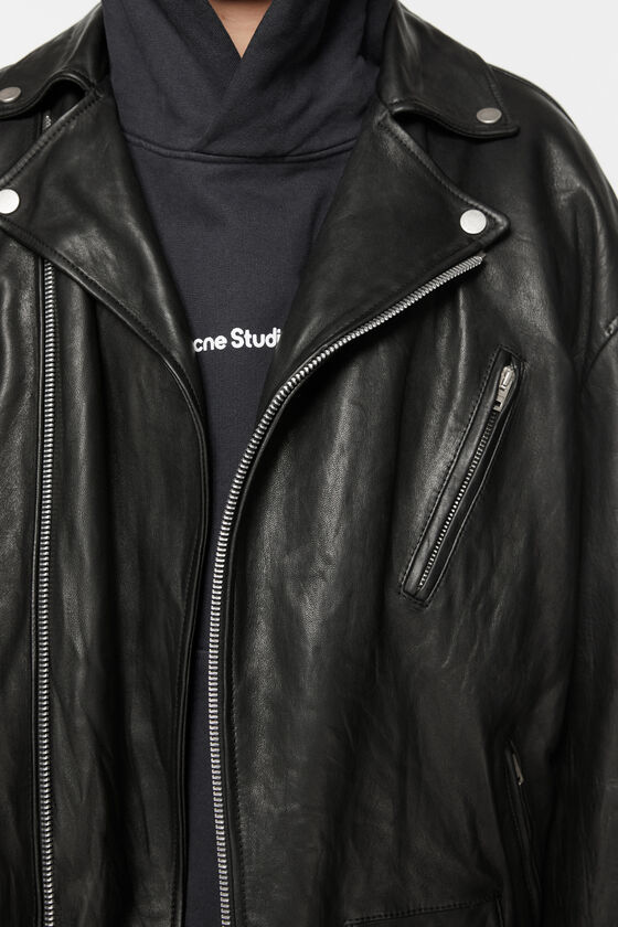 Acne Studios Asymmetric Leather Biker Jacket In Black