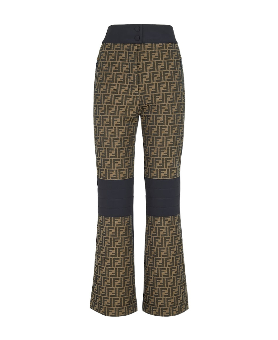 Fendi Brown Ff Canvas Trousers In Brown