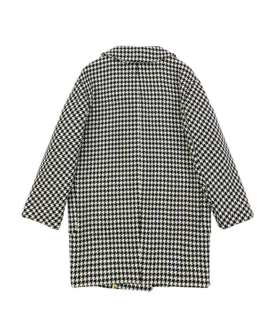 Weekend Max Mara Logo Thousand Bird Plaid Coat In Black