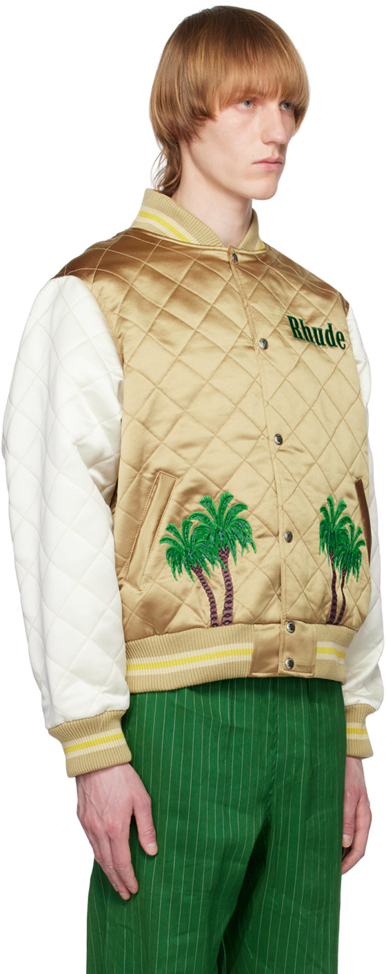 Rhude Logo Baseball Jacket In Nude