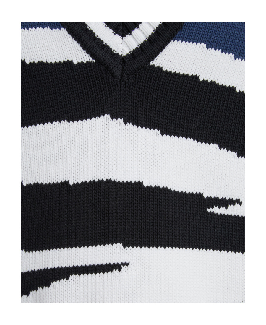Missoni Knitwear With V-neckline And Striped Pattern In Black