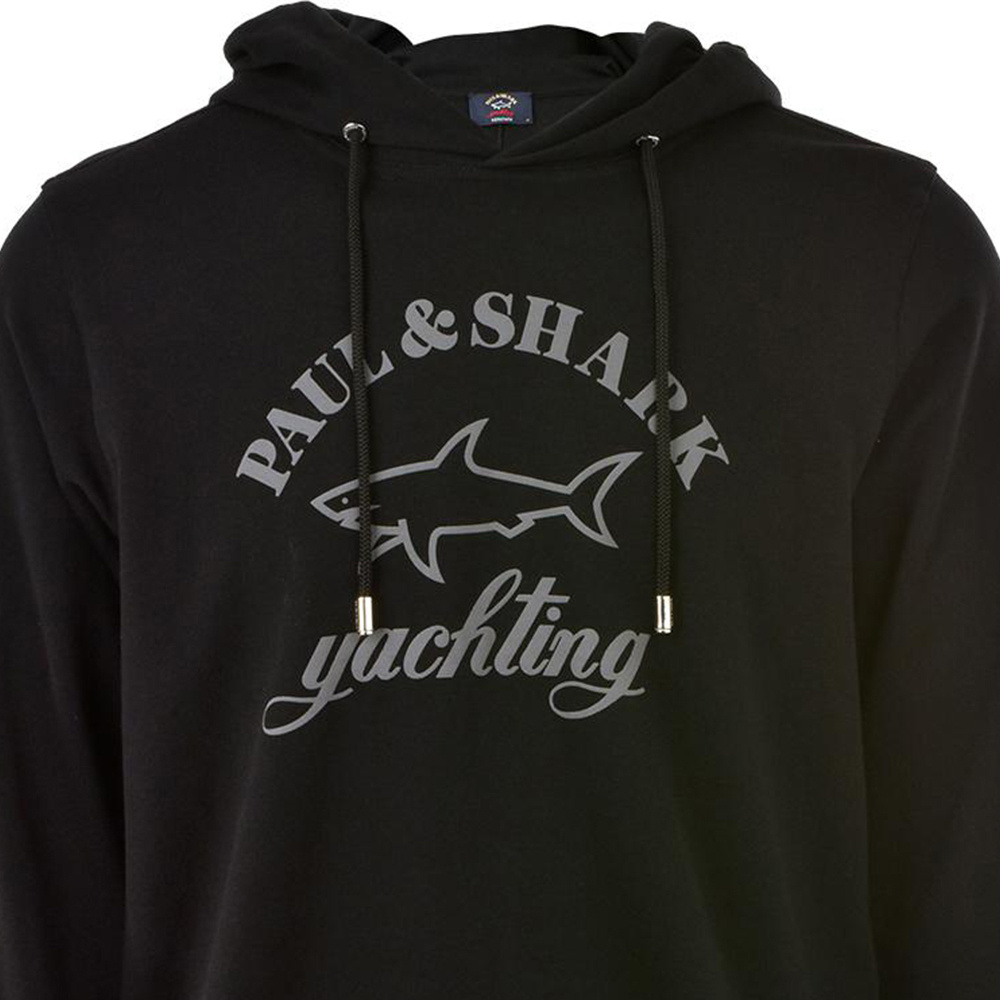 Paul & Shark Hooded Long-sleeved Sweater In Black