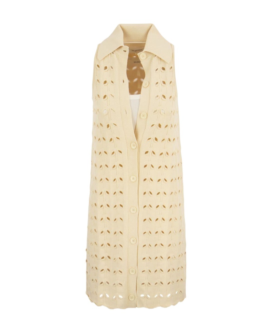 Sportmax Viscose Blend Crochet Dress With Scalloped Hem In Nude