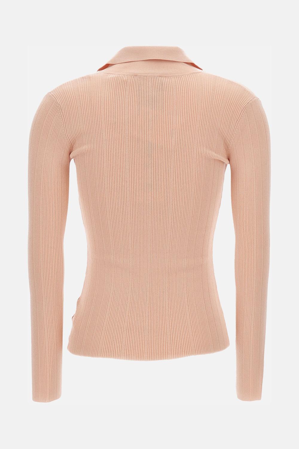 Elisabetta Franchi Ribbed Polo-neck Sweater In Pink