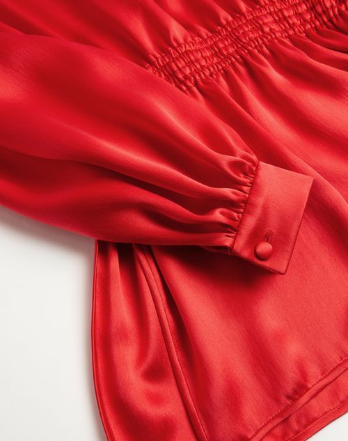 Shop Valentino Double Satin Top In Bright Orange/black