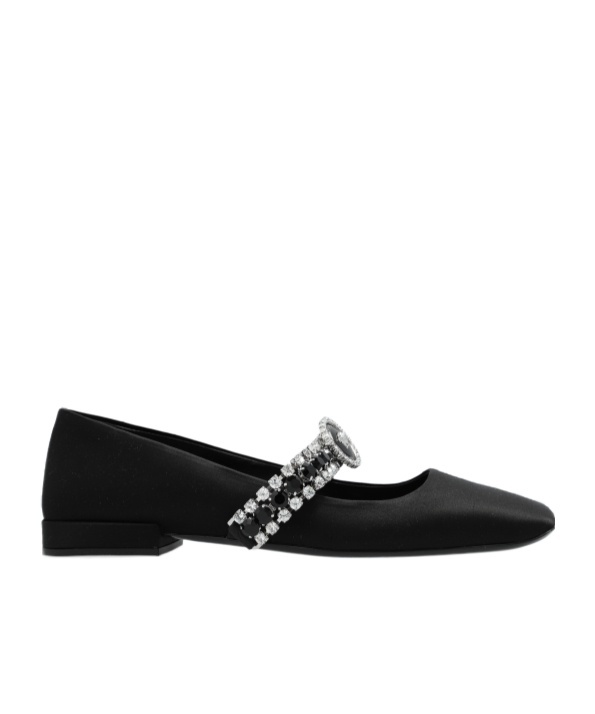 Versace Gianni Ribbon Leather Ballerina Flats With Studded Bow In Black