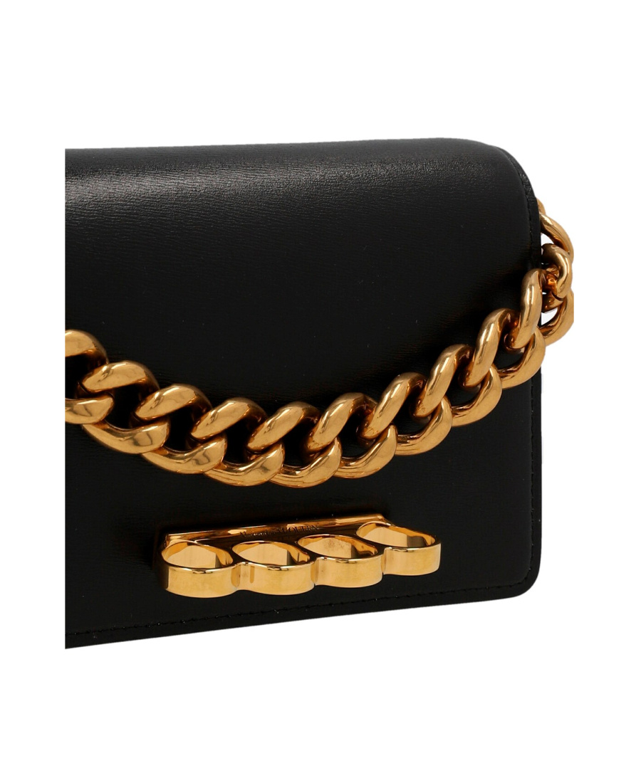 Alexander Mcqueen Four Ring Shoulder Bag In Black