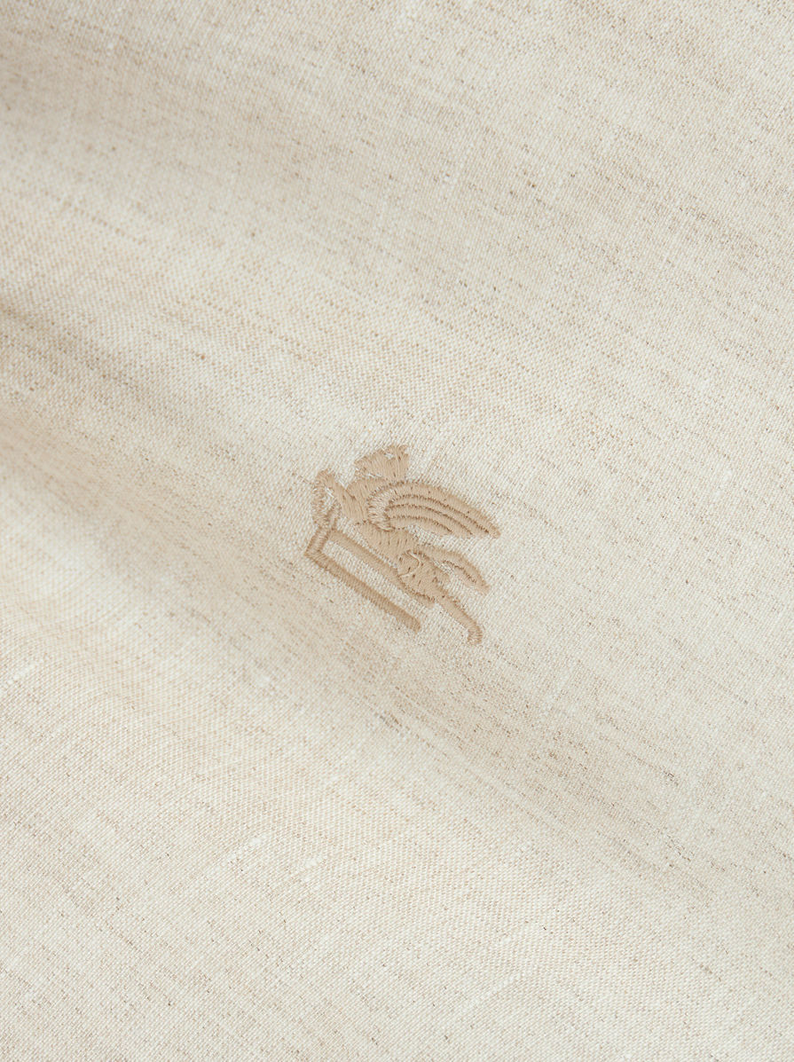 Etro Pegaso-embroidered Mélange-effect Shirt In Nude